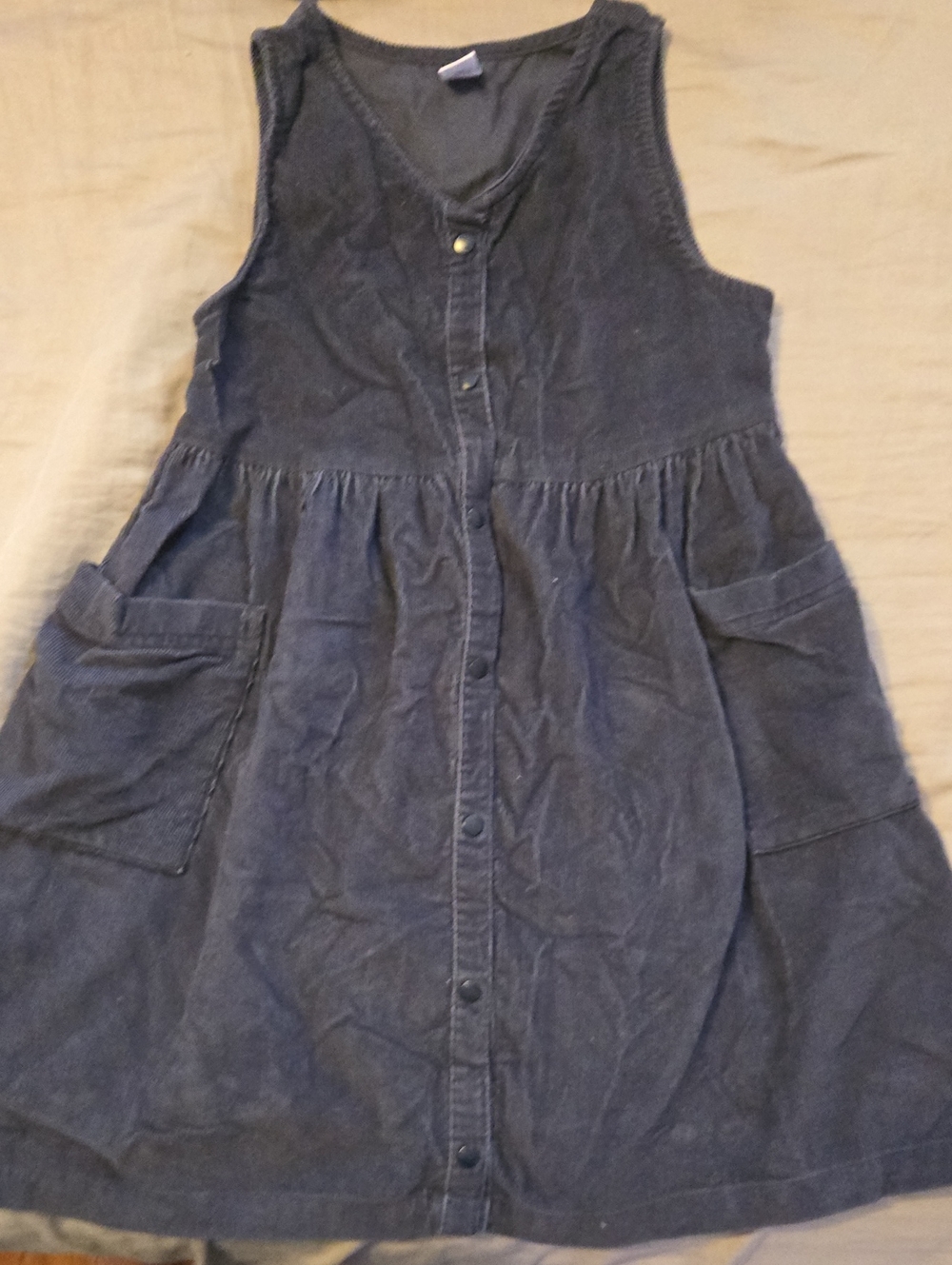 Old Navy Dark Navy Button-Front Corduroy Girls Dress